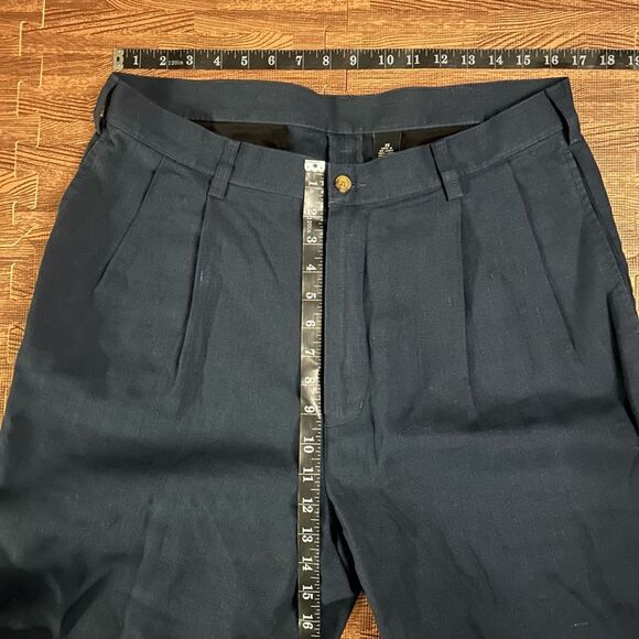 Jos. A. Bank Navy Blue Chino Shorts Size 35 Pleated Linen Casual Pockets - Picture 12 of 12